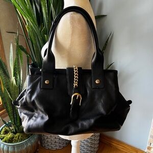 Juicy Couture Black Leather Large Hobo / Satchel Bag